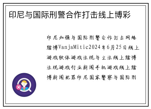 印尼与国际刑警合作打击线上博彩